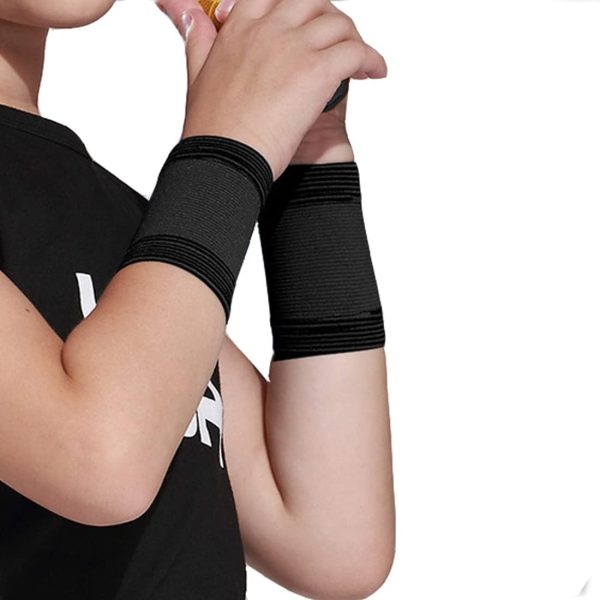 Child Volleyball Basketball Wristbands,Kids Wrist Brace,Children Sports Wrist Support(1 Pair) Black