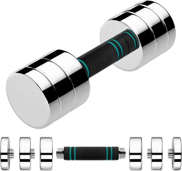 Single Steel Adjustable Dumbbell, 5/10/15lb Free Weight Single Dumbbell, Non-Slip and Comfortable Foam Handle, Adjustable Single Dumbbell for Home Gym Office Exercise