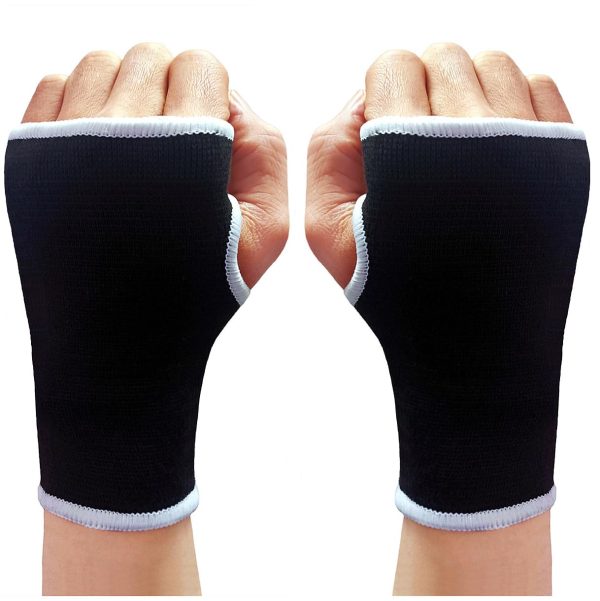 Palm Brace Wrist Support Sleeves (1 Pair), Everyday Use Wrist Brace, Compression Carpal Tunnel for Wrist Pain Relief, Fitness Gloves, Glove, Wrist Brace for Men and Women (White edged Black)