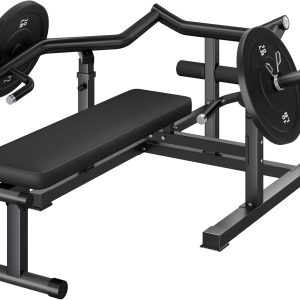 Chest Press Machine, Weight Bench Press Machine with Independent Converging Arms, Adjustable Flat Incline Bench Press for Chest, AB Workout Home Gym Equipment（Black）