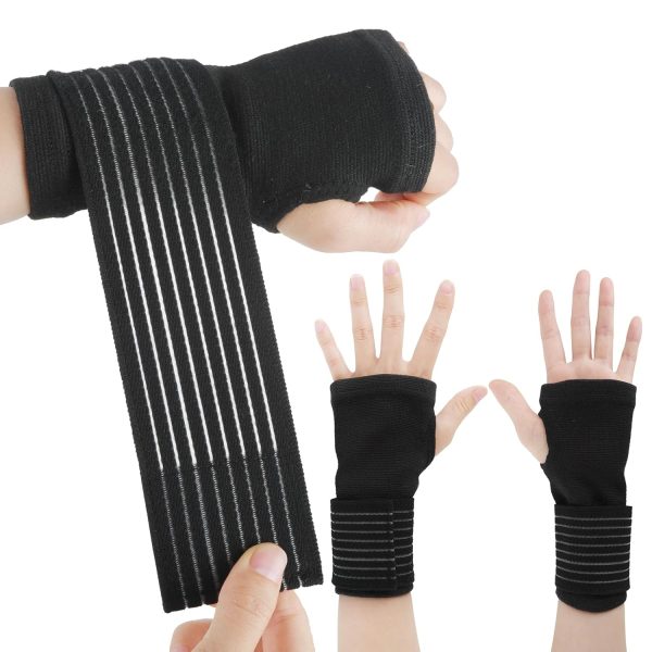 Wrist Brace, 2 Pack Elastic Wrist Support with Strap, Comfortable Hand Brace Support for Arthritis Tendonitis Sprains Workout Carpal Tunnel, Use for Men and Women