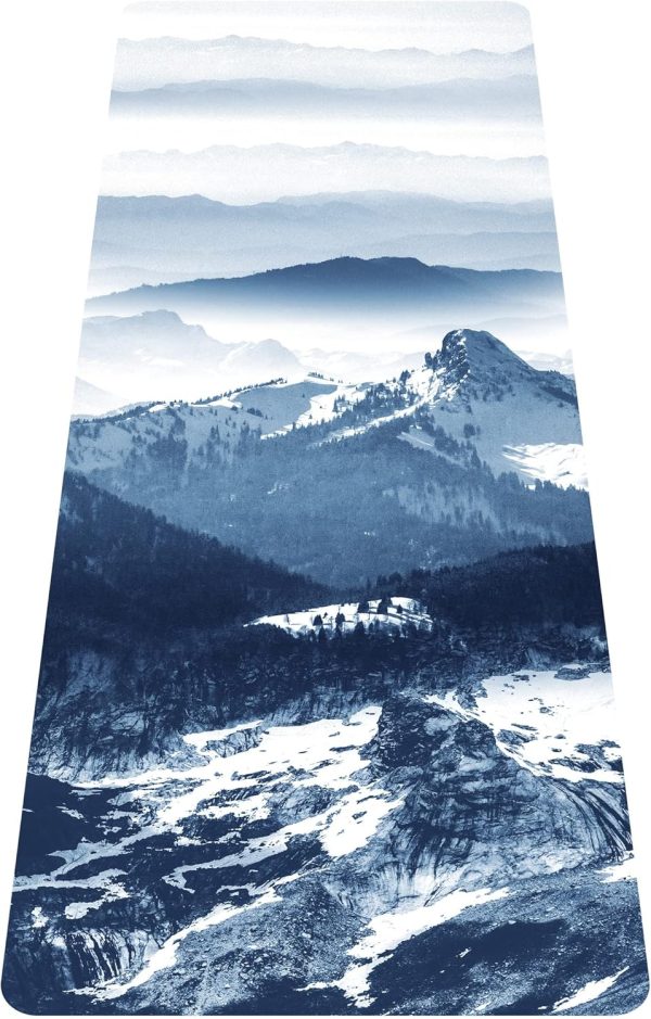 Printed Travel Yoga Mat-1/16 Inch Thick Non Slip Fitness Workout Mat with Carrying Bag, Foldable Lightweight Suede & Natural Rubber Yoga Mat for Yoga Pilates and Fitness 72" L x 24" W x 1.5mm