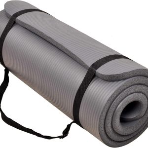 All Purpose 1-Inch Extra Thick High Density Anti-Tear Exercise Yoga Mat with Carrying Strap, Optional Yoga Blocks and Knee Pad