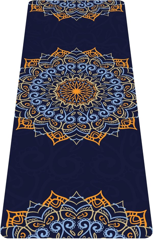 Printed Travel Yoga Mat-1/16 Inch Thick Non Slip Fitness Workout Mat with Carrying Bag, Foldable Lightweight Suede & Natural Rubber Yoga Mat for Yoga Pilates and Fitness 72" L x 24" W x 1.5mm