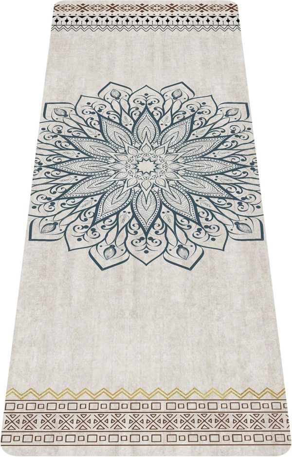 Printed Travel Yoga Mat-1/16 Inch Thick Non Slip Fitness Workout Mat with Carrying Bag, Foldable Lightweight Suede & Natural Rubber Yoga Mat for Yoga Pilates and Fitness 72" L x 24" W x 1.5mm